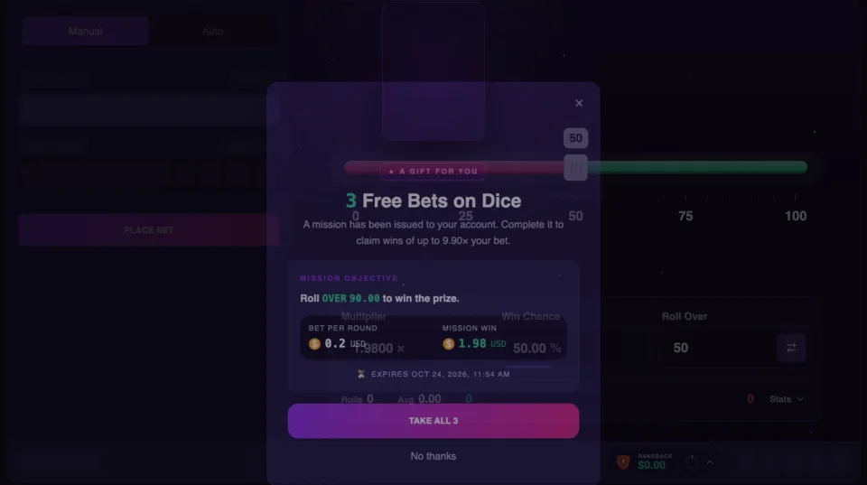 A free mission in Dice, from the offer to a win