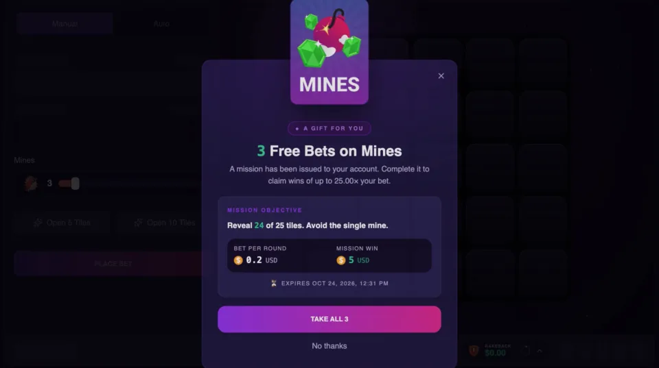 A free mission in Mines, from the offer to a win