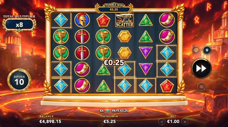 In free spins the total multiplier builds and stays for the whole round